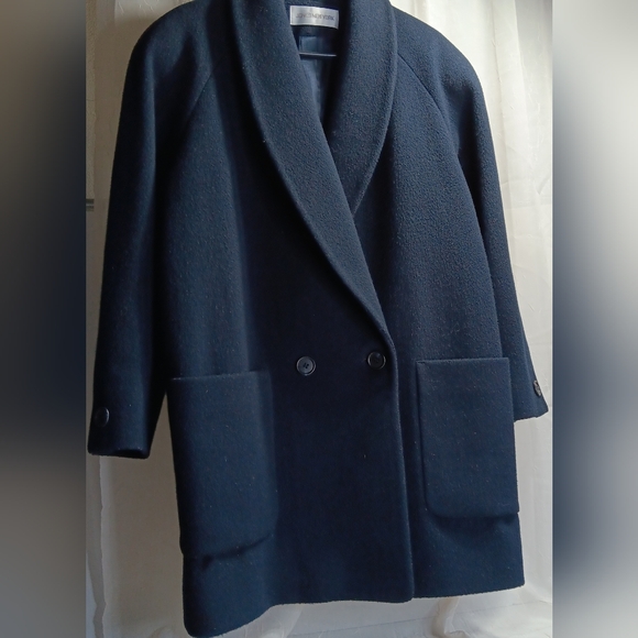 Jones New York Women's 100% Wool Overcoat Vintage Navy Blue Size M - Picture 2 of 11
